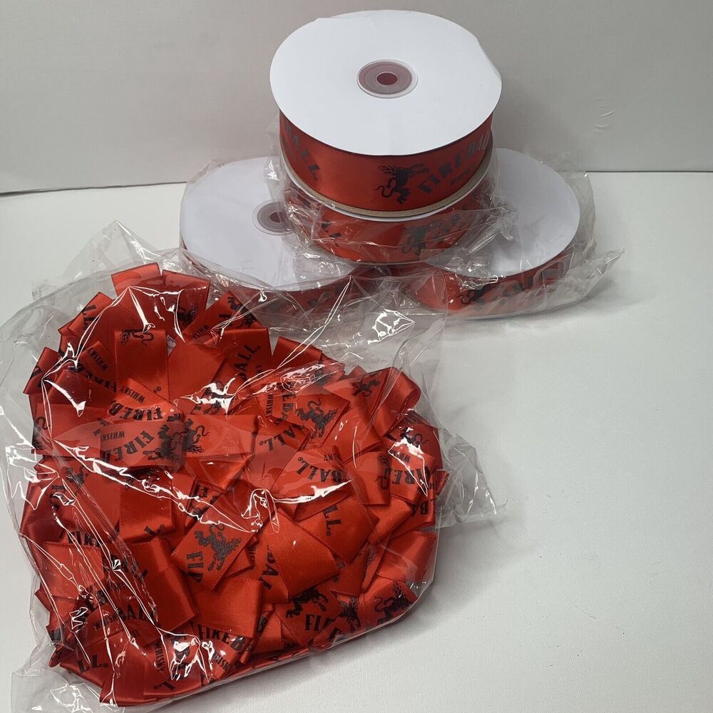 Fireball Whiskey Red 4 Ribbon Rolls And 25 Bows